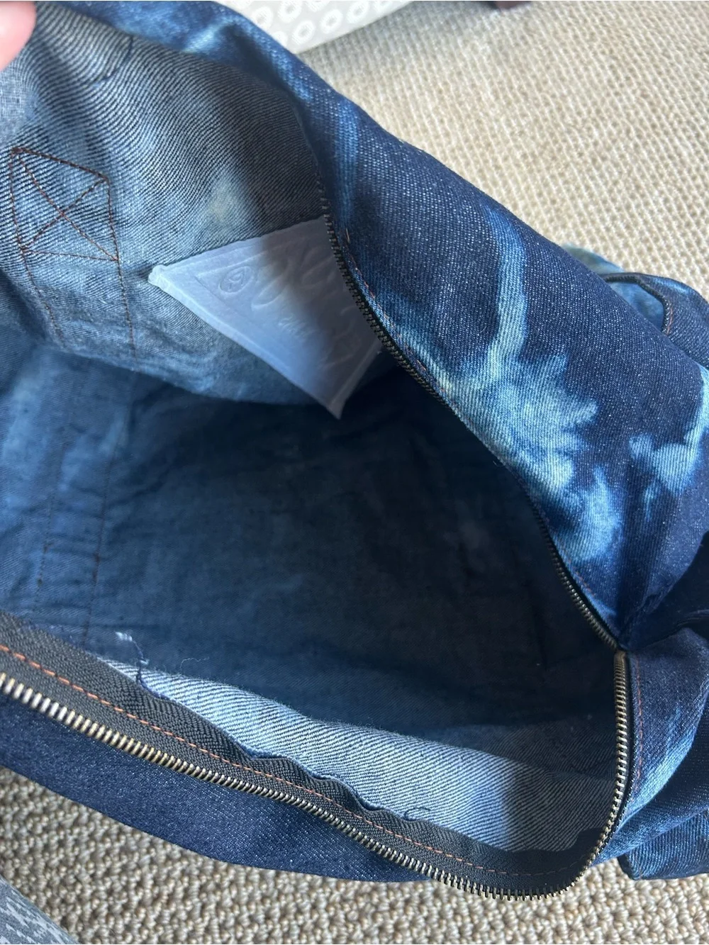 Guess Blue Tie-Dye Denim Duffel Bag Like New Condition